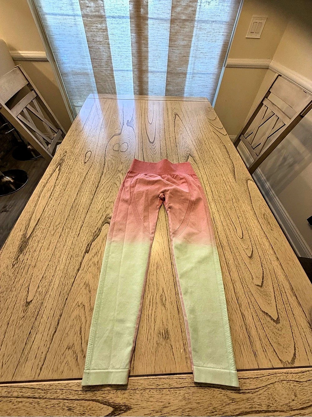 Ombré Color Block Leggings Pink & Green Girls 10
